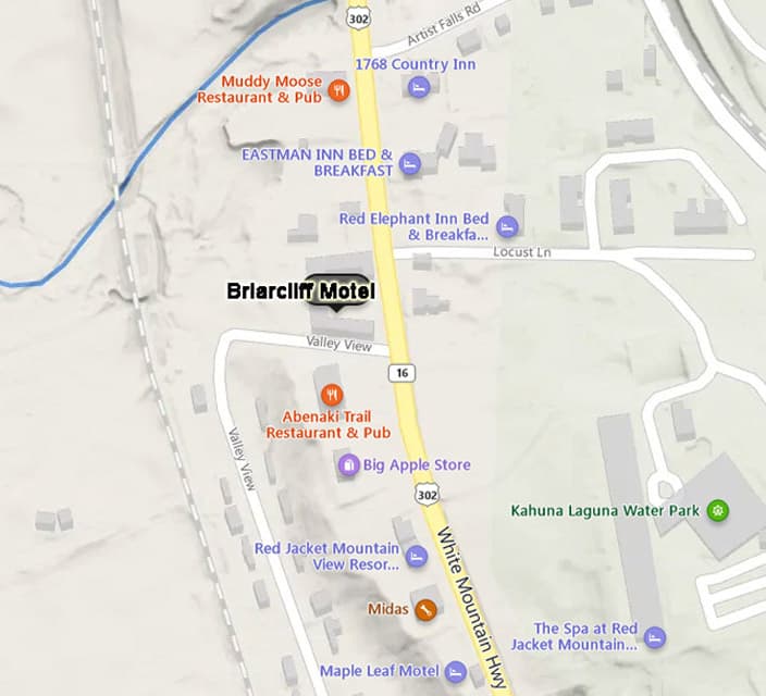 Map reference for Briarcliff Motel directions